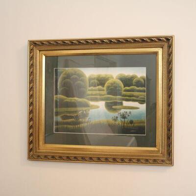 Lot #134: Stunning reflective pond painting 