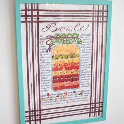 Lot #146: Bowle tea towel framed 