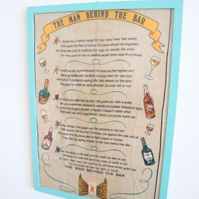 Lot #148: The Man Behind the Bar Framed Bar Towel 