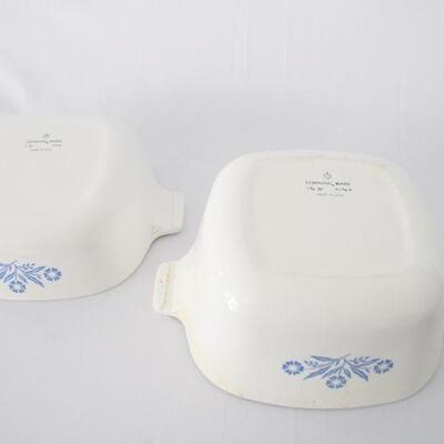 Lot #160: Vintage Corning Ware Blue Cornflower 2 Piece Casserole Dish Set With Lids 