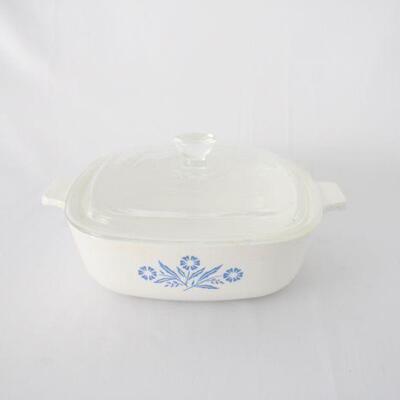 Lot #160: Vintage Corning Ware Blue Cornflower 2 Piece Casserole Dish Set With Lids 