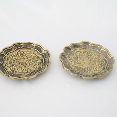 Lot #167: Made in England Vintage Brass Ornate Trays