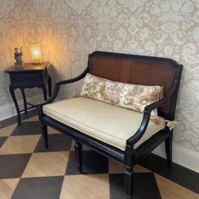 Gorgeous Baker settee with custom cushion and pillow