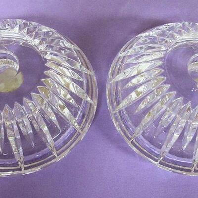 Pressed Glass Candlestick Pair, Pressed Glass Ruffled Bowl, Pair Princess House Lead Glass Candle Holders