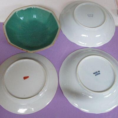 Asian Theme Dishes, Blue Willow Trivet, Blue & White Bowls Japan, Teal Bowl China, and Photo Calendars