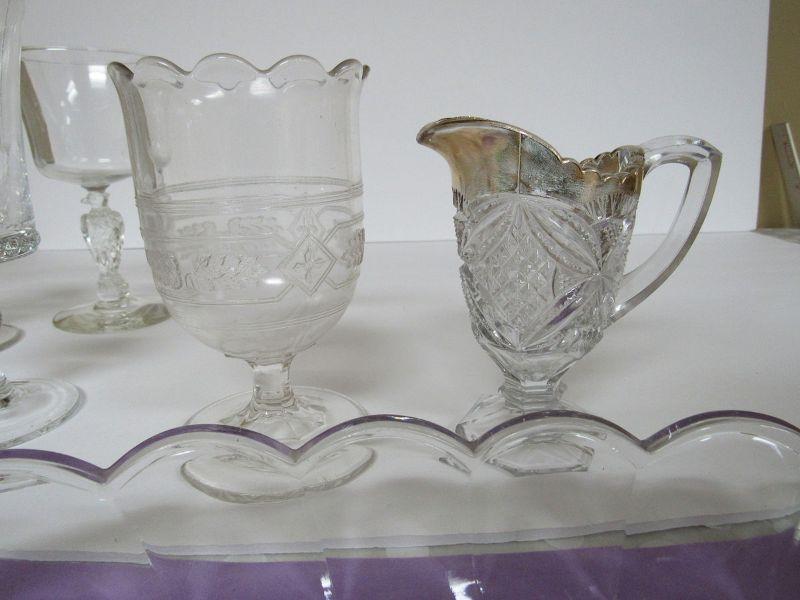 4 Vintage Etched Cocktail Glasses with Antique Pitcher, Bryce