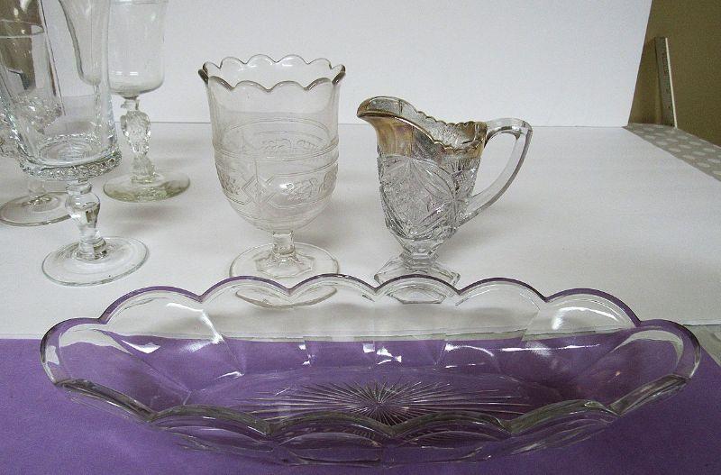 4 Vintage Etched Cocktail Glasses with Antique Pitcher, Bryce