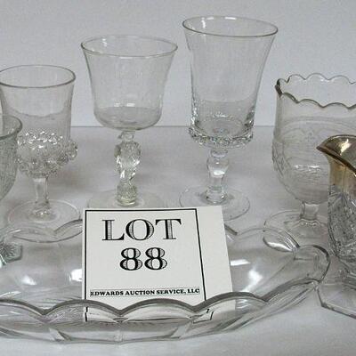  EAPG & Pressed Glass: Heisey Relish Dish, Pattee Cross Creamer, Bryce Atlas Goblet, Narcissus Wine More