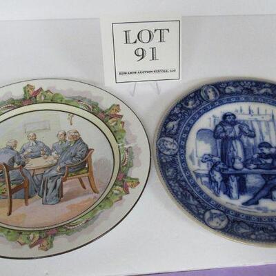 2 Old Plates, Wedgwood Ivanhoe Like Flow Blue, Bridgewood & Son England St Rict Whist Plate