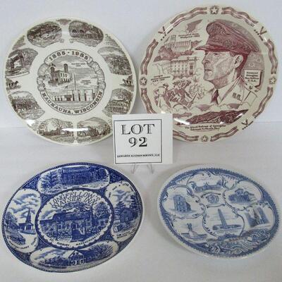 4 Vintge Transferware Plates  Gen McArthur, More- See Description for More Details and Photos