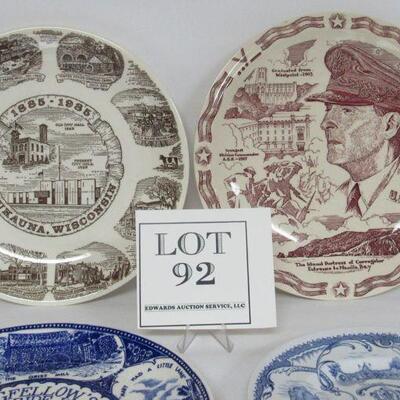 4 Vintge Transferware Plates  Gen McArthur, More- See Description for More Details and Photos