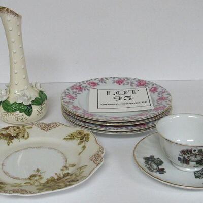 Nice Lot of Fine China Beautiful Floral Plate, Applied Floral Vase, Noritake Plates, Las Vegas Cup and Saucer