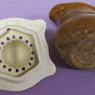 Ironstone Tea Leaf, Spatterware Creamer, Reamer, Holland Theme Bowl