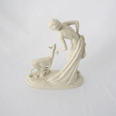 Lot #171: Vintage Schaubach Kunst Lady and Deer Porcelain Figurine 