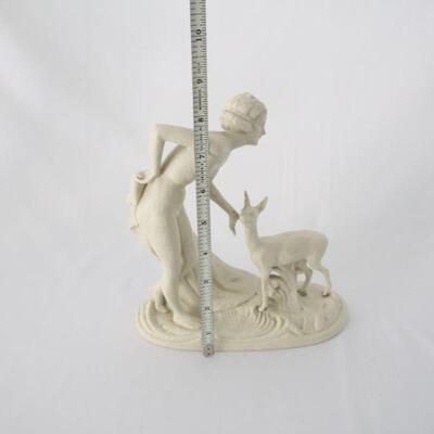Lot #171: Vintage Schaubach Kunst Lady and Deer Porcelain Figurine 