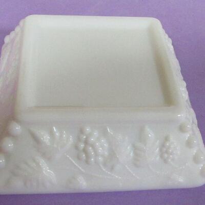 Fenton Hobnail Sugar & Creamer, Fostoria American Individual Ashtray, Westmoreland Ashtray and Napkin Ring, Red Goblet