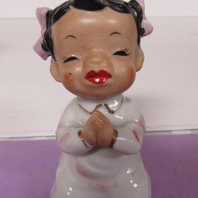 Decorative Pieces, Little Black Americanna Girl Bell, Beautiful Planter With Baby