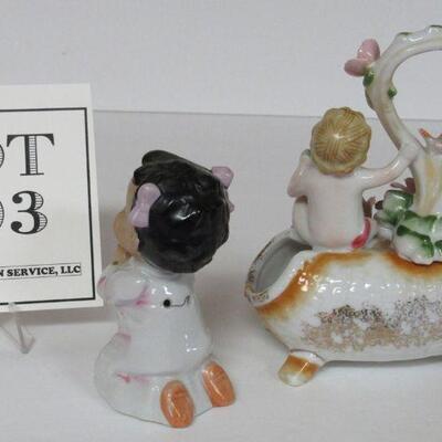 Decorative Pieces, Little Black Americanna Girl Bell, Beautiful Planter With Baby