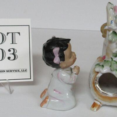 Decorative Pieces, Little Black Americanna Girl Bell, Beautiful Planter With Baby