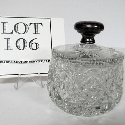 Vintage Glass Jam Jar With Sterling Knob