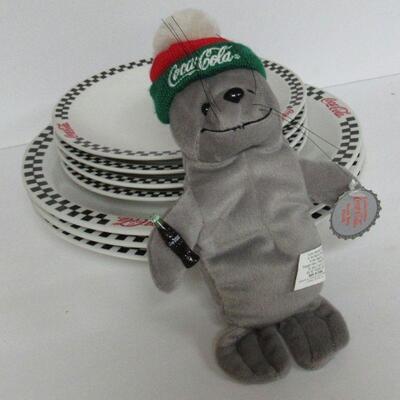 Coca Cola Lot of Dishes, 7 Plates, Glasses & More