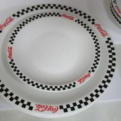 Coca Cola Lot of Dishes, 7 Plates, Glasses & More