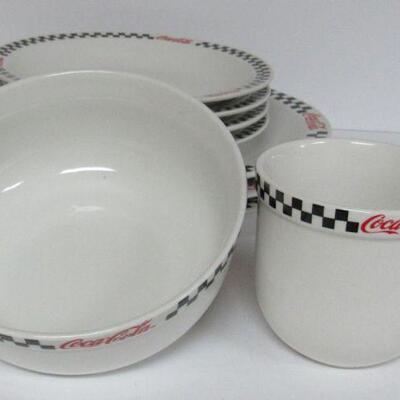 Coca Cola Lot of Dishes, 7 Plates, Glasses & More