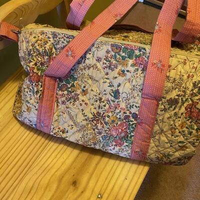 Quilted floral duffel bag