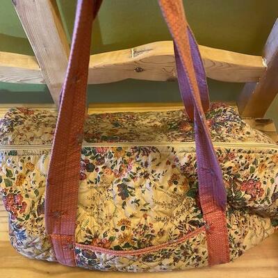 Quilted floral duffel bag
