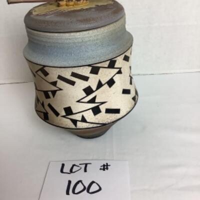 K- 100. Artisan Signed and Handcrafted Raku Pottery