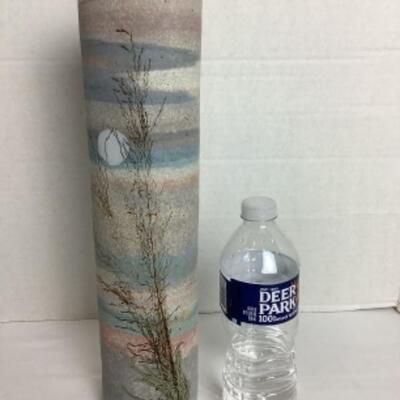 K - 104 Artisan Signed Cylinder Scenic Pottery Vase