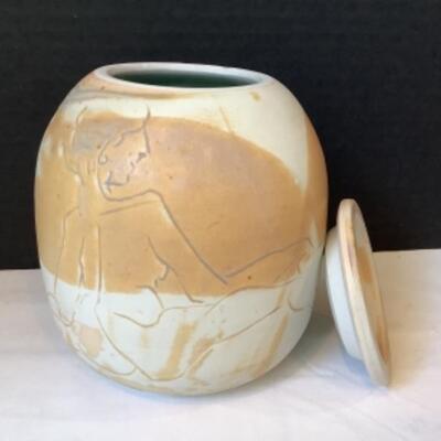 K - 120 Artisan Signed Raku Pottery Jar 