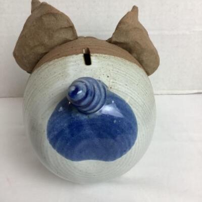 K - 122  Partially Glazed Pottery “ Piggy “ Bank