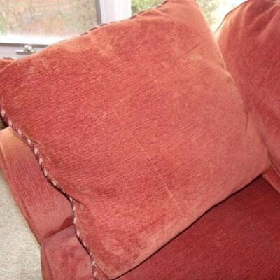 Contemporary Rust-Colored Velour Sofa