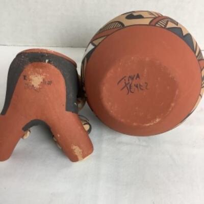 K - 133 Two Pottery Pieces Signed by Inya Jemez 