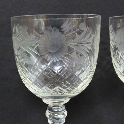 3 Beautiful Wheel Cut Goblets 