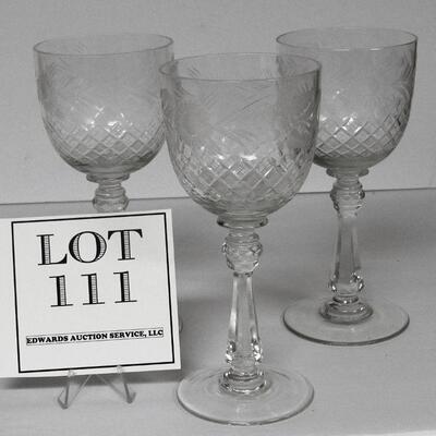 3 Beautiful Wheel Cut Goblets 