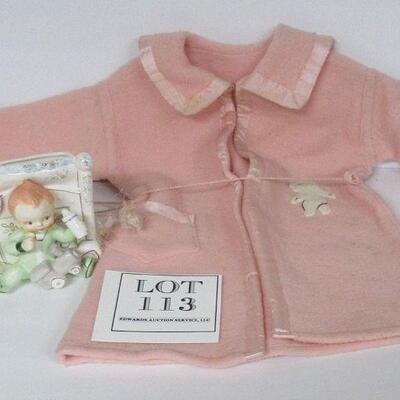 Adorable Childs Lot Vintage Flannel-like Fleecy Robe & Norcrest Baby Planter