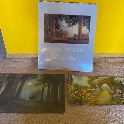 2 prints and a vintage Maxfield Parrish 1988 calendar