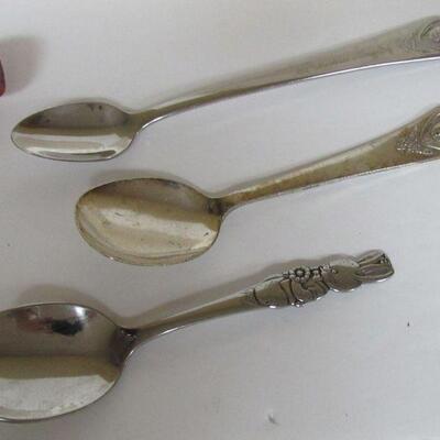 Vintage Child's Lot, 2 Tony Tiger Bowls, 1 Tony Tiger Spoon, 2 Gerber Spoons, 1 Peter Rabbit Spoon, More