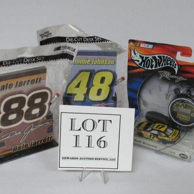 3 Vintage Nascar Items: 2 Desk Sets Dale Jarrett and Johnson, and 1 Car #17