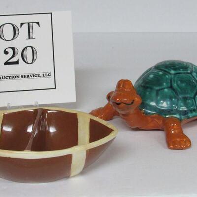 Ceramic Football Nut Dish and Ceramic Turtle