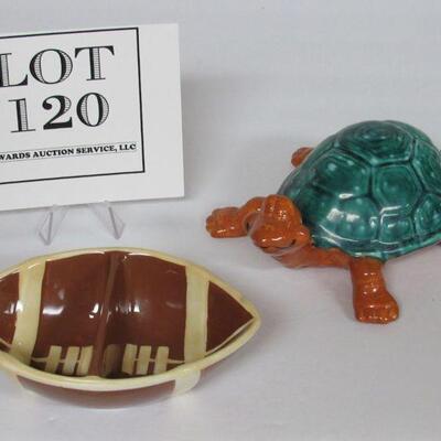 Ceramic Football Nut Dish and Ceramic Turtle