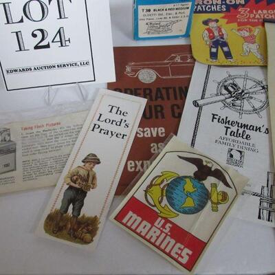 Lot of Vintage Paper Items, and Typewriter Ribbon, Patches