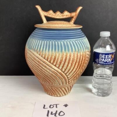 K - 140 Signed / Crafted by Fabrico â€˜96, Pottery Jar with Lid 