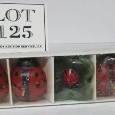 Ladybug Lot, Box of Unused Candles ,and Fly Swatter