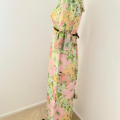 Lot 189  Vintage 1970s Summer Maxi Dress Floral Pastels