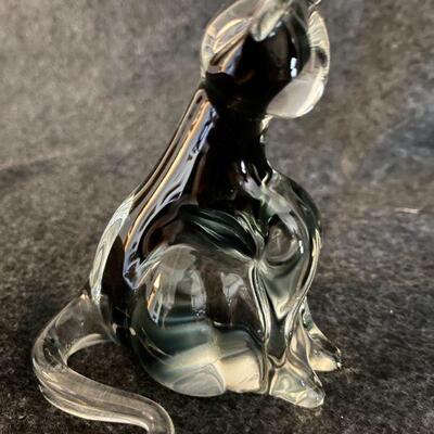 Lot 201  Vintage Art Glass Black Cat Signed Nason Murano