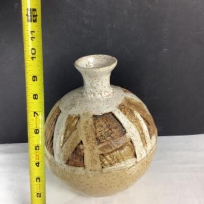 N - 149  Artisan Signed Raku Abstract Vase 