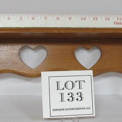 Small Wood Wall Shelf With Heart Cutouts